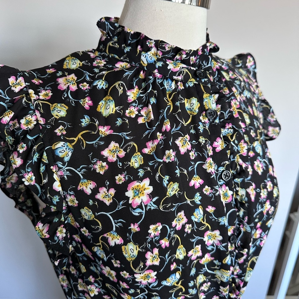Who What Wear Floral Maxi Dress Scandi Boho Prairie Ruffles Sleeveless Tie Waist - Picture 4 of 12